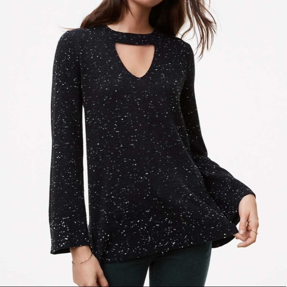 Loft Black and white speckled sweater